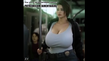 Resident Evil Jill Valentine cosplay Boobs &vert; Uncensored Hentai AI generated