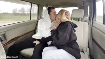 cute teen gets fucked in car during roadside assistance
