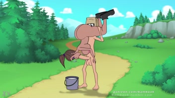 Cartoon girl jerk off and sucks big cock